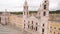 Main facade of the royal palace in Marfa, Portugal, May 10, 2017. Aerial view.