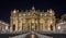 Main facade of St. Peter`s Basilica in the evening,  Vatican