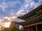 The main gate at Changdeokgung Palace sunshine lighting blue sky is a famous tourist attraction in Seoul, South Korea.