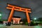 The main gate at night. Fushimi Inari Taisha shrine. Kyoto. Japan