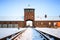 Main gate to nazi concentration camp of Auschwitz Birkenau.