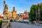 Main landmarks of Prague: Prague Charles Bridge, Prague castel, Lesser Town Bridge Towers