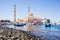 The main mosque in Hurghada and fishing ships