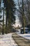 Main path through the forrest of st. poelten in winter season