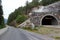 Main road entering the tunnel and a detour, Norway