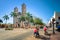 Main square with Cathedral in Valladolid, Mexico