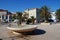 Main square with dolphin fountain in Mali Losinj,Croatia