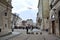 Main square of Lviv, street, passers, medieval architecture