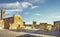 Main square in Monteriggioni fortified village, Siena, Tuscany. Italy