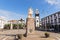 Main square of Ponta Delgada with statue of Gonzalo Velho Cabral in Azores.