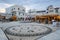 Main square with restaurants and taverns in the port of Ios island. Cyclades, Greece