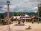 Main square of the town of Futaleufu, located in the Los Lagos region, Chile