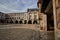 Main square of Villeneuve sur lot village in France