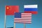 The main states on business war. The states who have main world in whole world. China, Russia, America