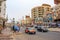 Main street with active traffic in Hurghada, Egypt