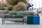 Main Street Bench with trash and recyle can close by