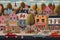 Main Street in Cartoon Fairy Quaint Town with Road and Buildings extreme closeup. Generative AI