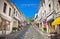 Main street of historic town Gjirokaster, Albania.