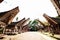 Main street of traditional Tana Toraja village, tongkonan houses and buildings. Kete Kesu, Rantepao, Sulawesi, Indonesia