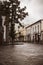 Main street with typical Canarian houses in Teror Gran Canarias Canary Islands Spain