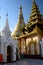 Main stupa and other shrines at sunset. Shwedagon Pagoda. Yangon. Myanmar