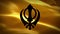 The main symbol of Sikhism is The khanda sign on the background of an orange waving flag, video