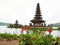 Main temple on the water in Bali, Pura Oolong Danu Bratan, Lake Bratan, beautiful temple, water around the temple, statues in Bali