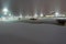 The main terminal of the airport Night blizzard