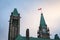 Main tower of the center block of the Parliament of Canada, in the Canadian Parliamentary complex of Ottawa, Ontario.