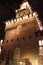 Main tower of Sforzesco castle by night