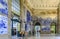 Main vestibule of Sao Bento, 19th-century public train station known for elaborate azulejo tilework in Porto, Portugal