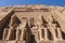 The main view of an Entrance to the Great Temple at Abu Simbel with Ancient Colossal statues of Ramesses II