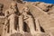 The main view of an Entrance to the Great Temple at Abu Simbel with Ancient Colossal statues of Ramesses II