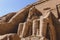 The main view of an Entrance to the Great Temple at Abu Simbel with Ancient Colossal statues of Ramesses II