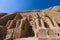 The main view of an Entrance to the Great Temple at Abu Simbel with Ancient Colossal statues of Ramesses II