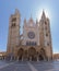 Main view at the Santa Marí­a de Regla de León Cathedral, iconic gothic and romanesque facade building