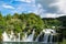 The main waterfalls of the natural park of Krka a strong torrent of water.