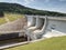 The main weir on popular Lipno lake dam on Vltava river