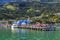 Main wharf at Akaroa, New Zealand, as seen from the harbour