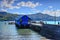 Main Wharf, Akaroa, New Zealand. Passengers walking to tender