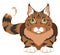 Maine coon breed. Cartoon cat character. Domestic pet