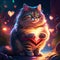 Maine Coon Cat hugging heart Cute cat with a heart in his hands. Valentine\'s Day. AI Generated animal ai