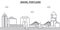 Maine, Portland architecture line skyline illustration. Linear vector cityscape with famous landmarks, city sights