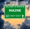 MAINE road sign against clear blue sky