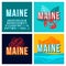 Maine vintage 3d vector alphabet set. Retro bold font, typeface. Pop art stylized lettering. Old school style letters
