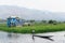 Maing Thauk, Myanmar - April 2019: traditional Burmese floating house on water in Inle lake