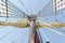 Mainmast and rope ladders to hold the sails of a sailboat