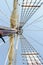 Mainmast and rope ladders to hold the sails of a sailboat