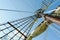 Mainmast and rope ladders to hold the sails of a sailboat