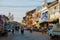 The mainstreet of Mawlamyine, Myanmar, with the beautiful mosque. Myanmar. Burma.